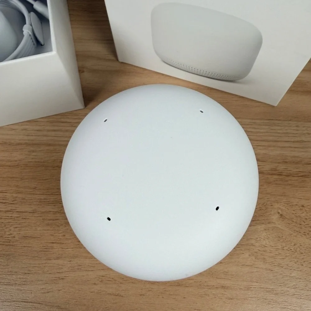 Google Nest Wifi Add-on Point Snow White H2E AC1200 Smart Speaker Mesh Extender